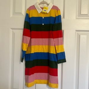 NWT Primary long-sleeve rugby dress in rainbow stripe